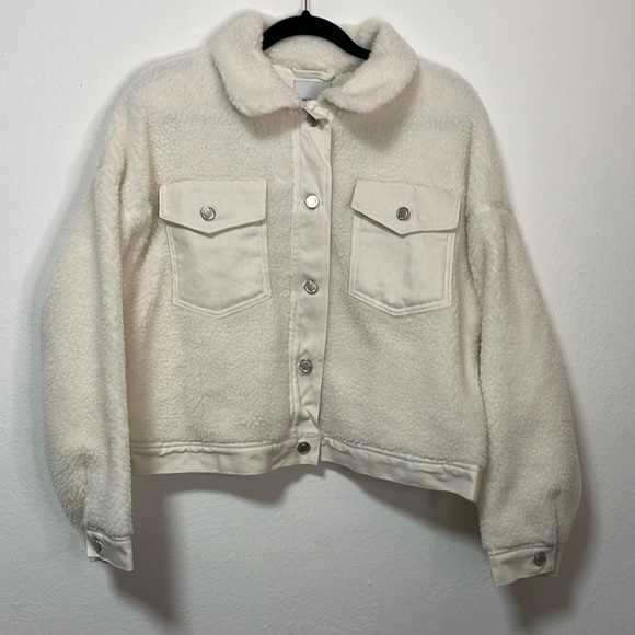 Angel Kiss Jackets & Blazers - NWOT Angel Kiss Sherpa and Denim Trim Jacket